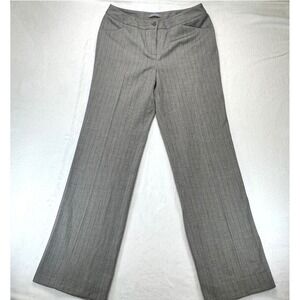 Atelier Grey Pinstripe Wide Leg Dress Pants Herringbone Trousers Womens Size 8